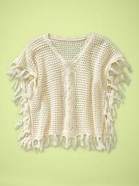 Crocheted fringe poncho