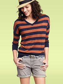 Striped V-neck sweater
