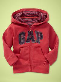 Arch logo stripe-lined hoodie