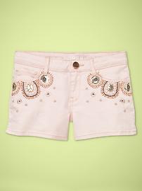 Embellished denim shorts