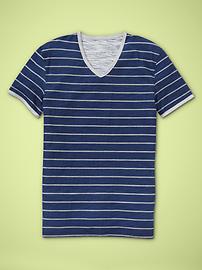 Striped V-neck T