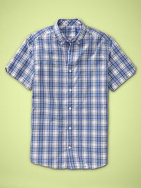 Notch-sleeve plaid shirt (original fit)