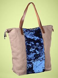 Sequin stripe tote