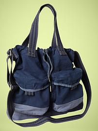 Canvas patch pocket tote bag