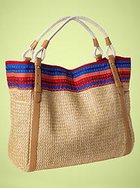 Striped straw bag