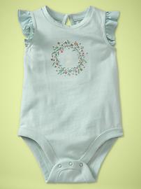Flutter-sleeve graphic bodysuit