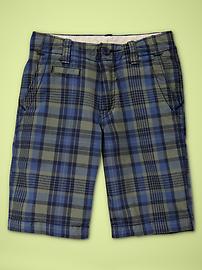 Plaid flat front shorts