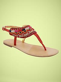 Beaded T-strap sandals