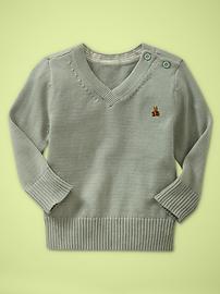 Button V-neck sweater