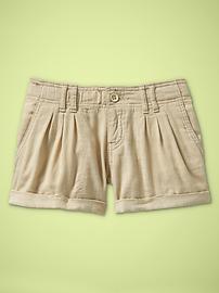 Pleated gauze shorts
