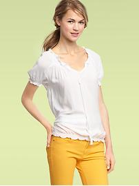 Smocked blouson top