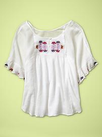 Embroidered gauze top