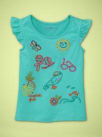 Embroidered flutter T