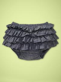 Chambray ruffle shorts