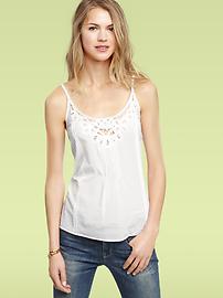 Embroidered pintuck cami
