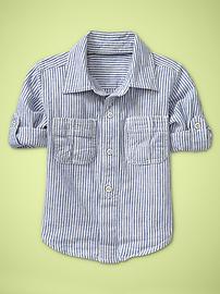 Convertible striped popover shirt