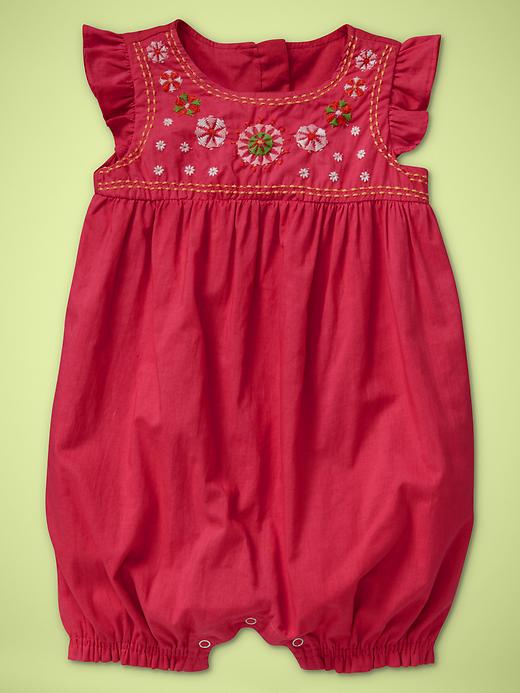 View large product image 1 of 1. Embroidered bubble romper
