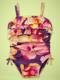 Floral ruffle one-piece