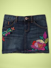 Embroidered mini skirt (medium blue wash)