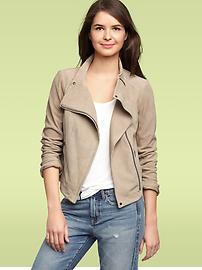 Suede asymmetrical zip jacket