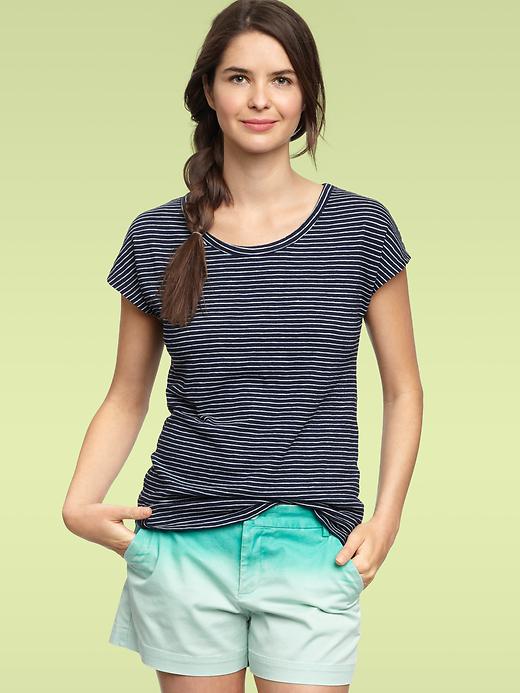 View large product image 1 of 1. Striped scoop-neck T