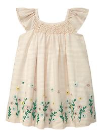 Embroidered smock dress