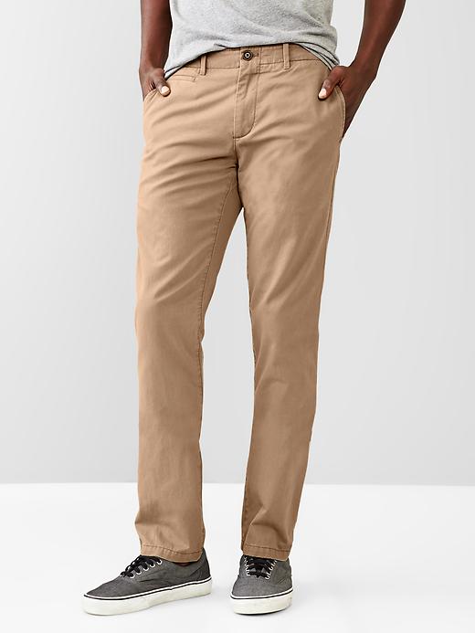 View large product image 1 of 1. Lived-in slim khaki