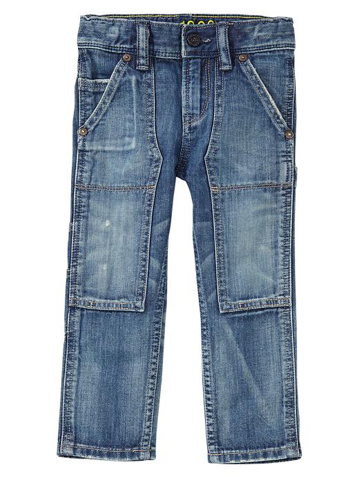 Image number 1 showing, Double-pocket straight jeans (medium wash)