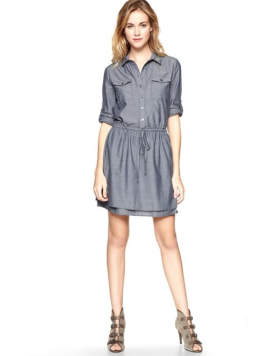 Gap Chambray Roll Sleeve Shirt Dress