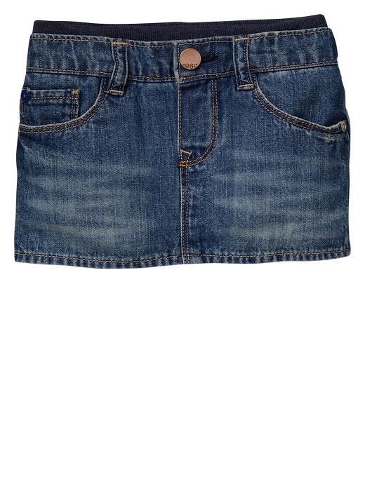 Image number 1 showing, Knit-waist denim mini skirt