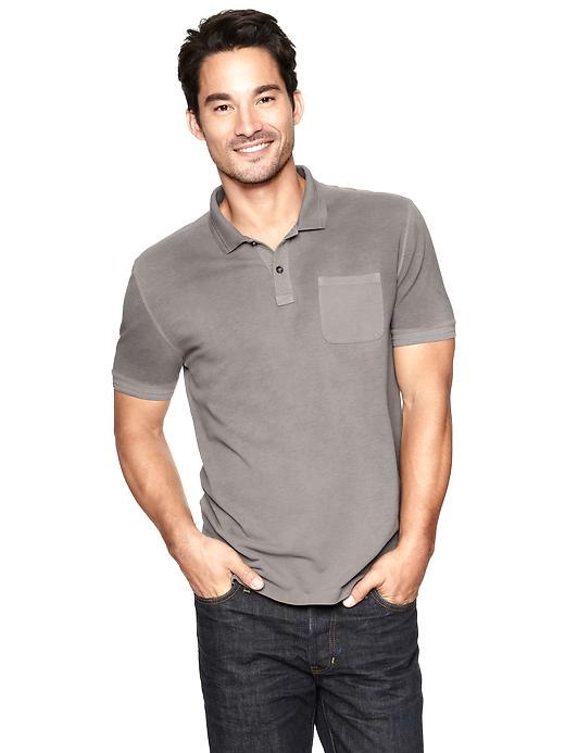 View large product image 1 of 1. Sun-washed pique polo