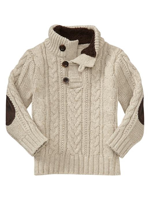 Image number 3 showing, Elbow-patch mockneck sweater