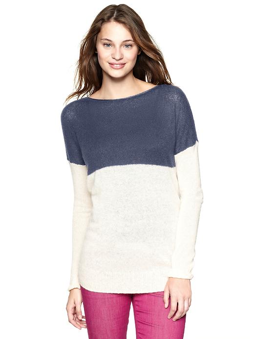 View large product image 1 of 1. Colorblock boatneck sweater