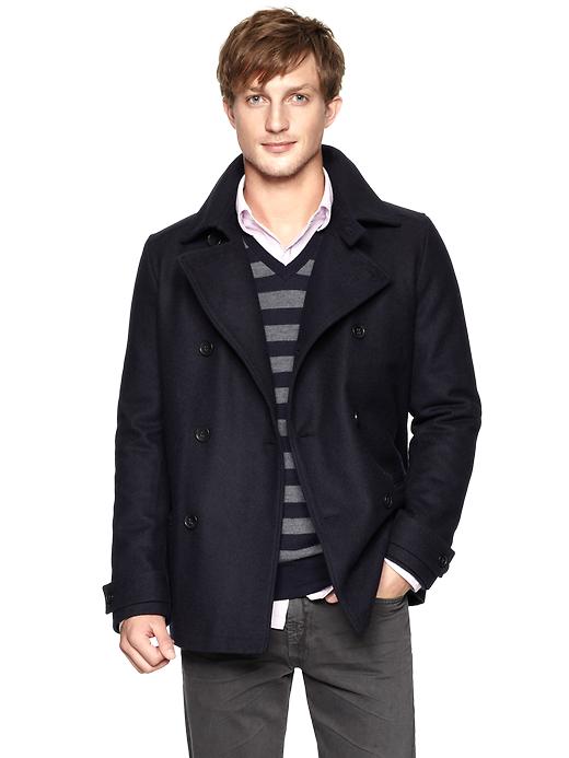 View large product image 1 of 1. Cropped wool peacoat