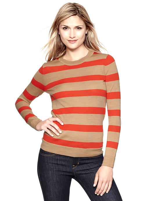View large product image 1 of 1. Striped Merino crew pullover
