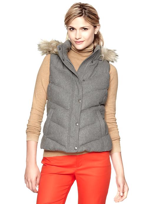 Image number 1 showing, Wool fitted puffer vest