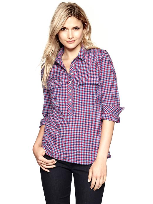 View large product image 1 of 1. Fitted boyfriend popover shirt