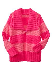 Neon-stripe shawl sweater