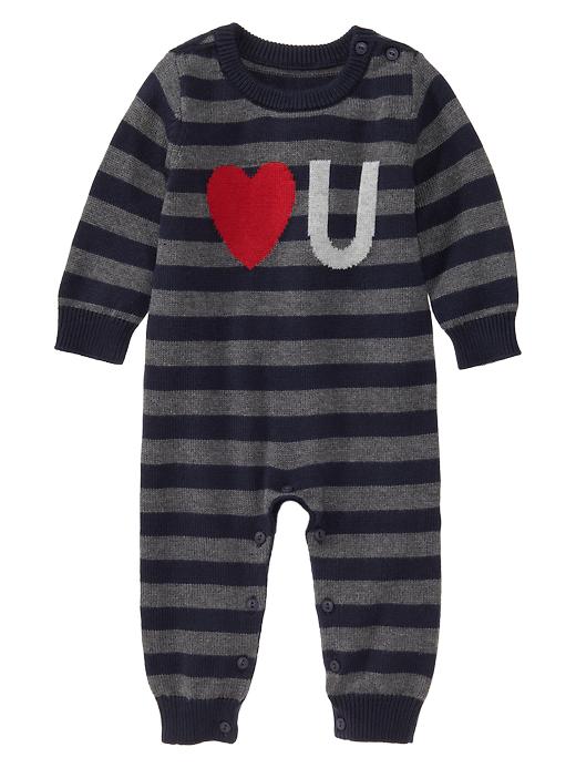 View large product image 1 of 1. Striped intarsia one-piece