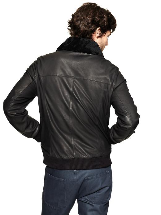 Image number 2 showing, Gap x GQ BLK DNM Leather Bomber