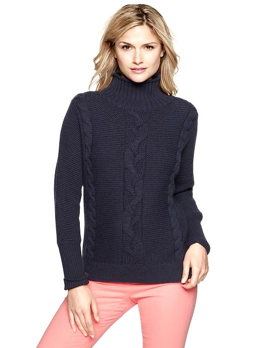 View large product image 1 of 1. Dolman cable braid turtleneck