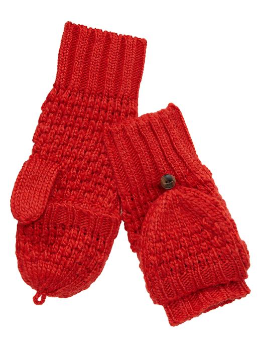View large product image 1 of 1. Moss stitch convertible mittens