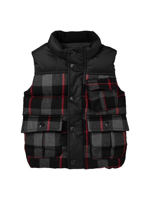 Image number 1 showing, Plaid puffer vest