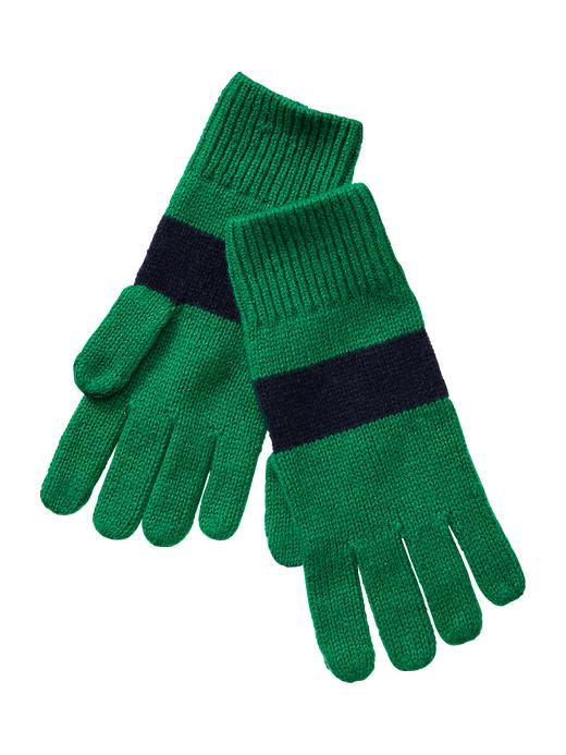 View large product image 1 of 1. Contrast stripe knit gloves