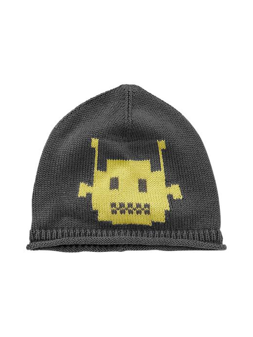 View large product image 1 of 1. Intarsia robot hat