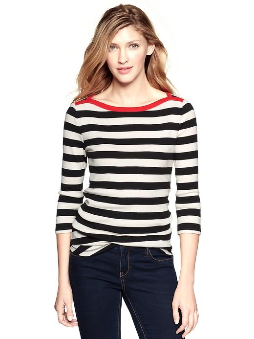 View large product image 1 of 1. Supersoft striped boatneck T