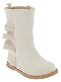 Suede ruffle boots