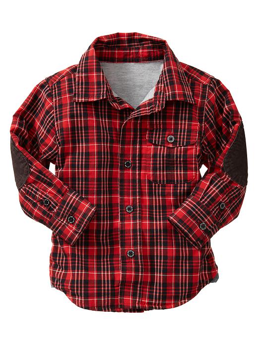View large product image 1 of 1. Elbow-patch plaid shirt