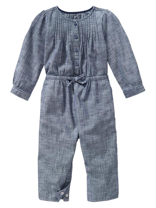View large product image 1 of 1. Chambray one-piece
