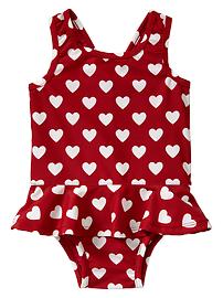 Heart ruffle one-piece